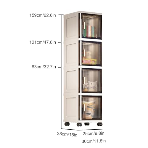 Armadietto alto sottile su ruote, organizer in plastica multistrato con design anti-punta, soluzione salvaspazio per bagno e cucina