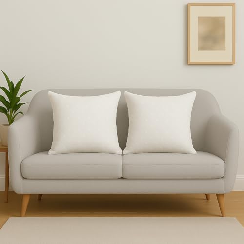 Image of Orchid Cushion Inserts for Sofa 24x24 Inch Pack of 2, Microfiber Filled Soft Square Cushions for Couch, Chair, Bed & Decorative Covers, Fluffy Support Pillow Pads, White