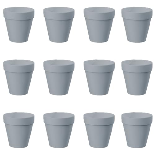Molyorch 12 Piezas Pequeñas Macetas de Arcilla Macetas de Terracota, Maceteros de Terracota, para Plantas Semillas Cactus Escritorio Antepecho de Oficina Regalo para Boda Navidad (5.5 * 5cm-Gris)