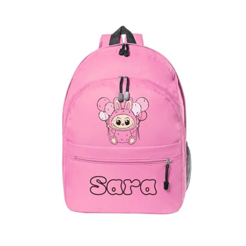 Mochila escolar infantil colegio primaria personalizada nombre regalo original bolsa estudiante niño niña backpack adolescente 31x41x16 cm (Labu)