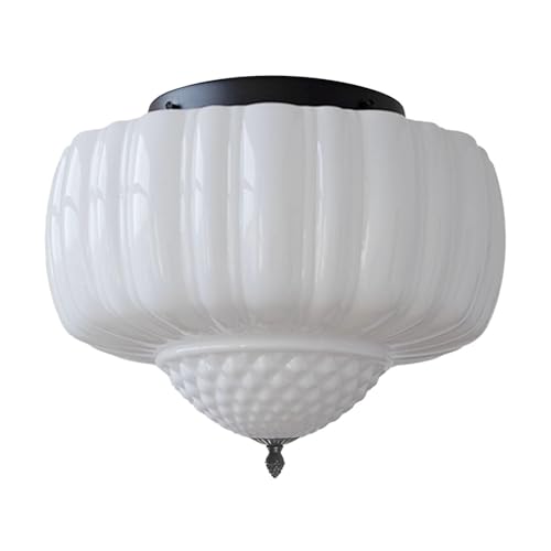 PXCNMI Ceiling Lamp,Milk Glass Flush Mount Ceiling Light,14" School House