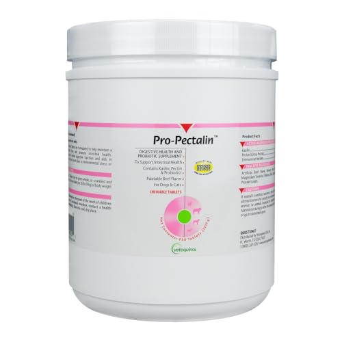 Vetoquinol Pro-Pectalin - Supports Digestive System & Stool Firmness for Dogs & Cats - Chewable Probiotic Supplement for Intestinal Support - For All Breeds - 250 Count