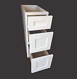 CSS Distributions 12' W x 21' D - 3 Drawers White Shaker Bathroom Vanity Base Cabinet Solid Wood WS-VDB1221