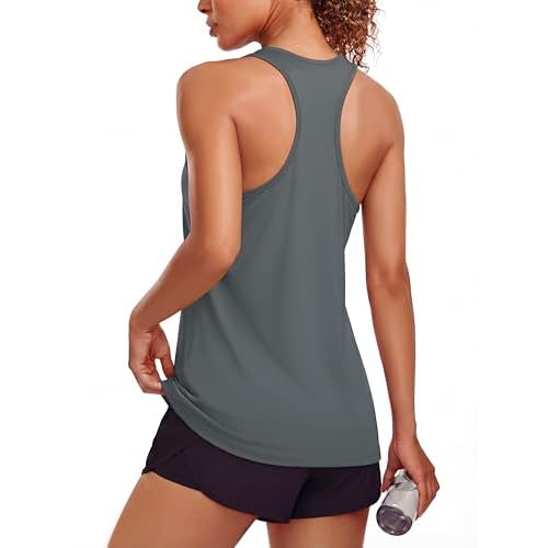 MAGCOMSEN Tank Tops for Women Workout Racerback Sleeveless Racer Back Tops Athletic Yoga Running Gym Muscle Pilates Tank