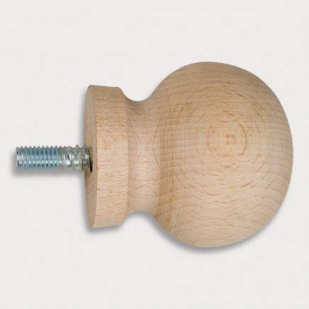 Preisvergleich Produktbild HOFMEISTER® Kugelgriff, unlackiert, mit Stockschraube (25 mm Überstand), aus Buchenholz 8,5 x 5,3 x 5,3 cm