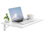 VEVOR Wall Mounted Folding Table, 23.6 x 15.7 inches Wall Mount Table, Floating Desk with Iron Bracket, Fold Down Desk for Small Spaces, Home Office, Dining, Laundry Room, Kitchen, Bar, White