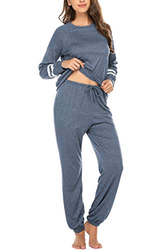 Image of Ekouaer Sweatsuits Womens Loungewear Set Tracksuit Long Sleeve Pajamas Set with Pockets 2 Piece Outfits Lounge Sets