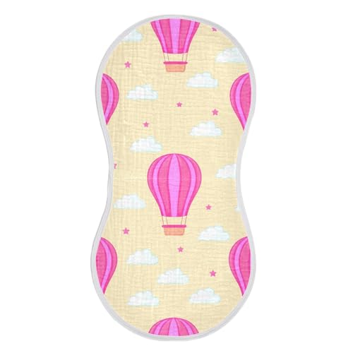 Baby Burp Cloths, Soft Absorbent Burping Cloths for Babies, Cotton Milk Spit Up Rags, Large Size for Newborns, Baby Boys and Girls (Pink Balloon Pattern)