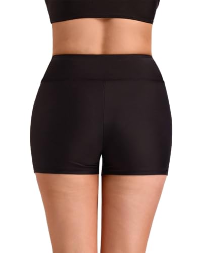 Women's Swim Shorts 2" High Waisted Tummy Control Bikini Swimsuit Bottoms Board Shorts Bathing Suit with Pockets2