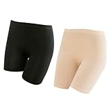 UKCOCO 2 Piezas Pantalones Cortos Seguridad Mujer Verano Leggings Moldeadores Cintura Alta Transpirable Ceñido Negro Beige