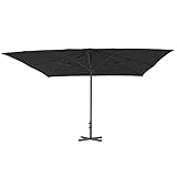 METRO Professional Sombrilla/Parasol de jardín/terraza, aluminio/poliester, con manivela, 4 x 4 m, cuadrado, hidrófuga, base incluida, negro