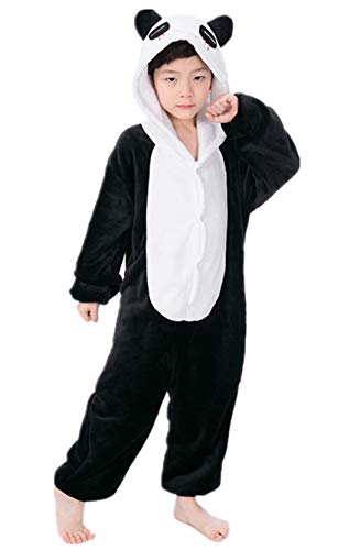 Enfant Unisexe Anime Animal Costume Cosplay Combinaison Pyjama Outfit Nuit Vêtements Onesie Kigurumi Halloween Costume Soirée de Déguisement Panda pour Hauteur 90-148cm Cover