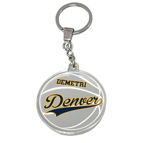 MIRROR MANIA American Basketball Keychain Keyring Chain Luggage Tag Car Bag Keys Sports Player Fan Team Ball Personalized Gift (Denver)