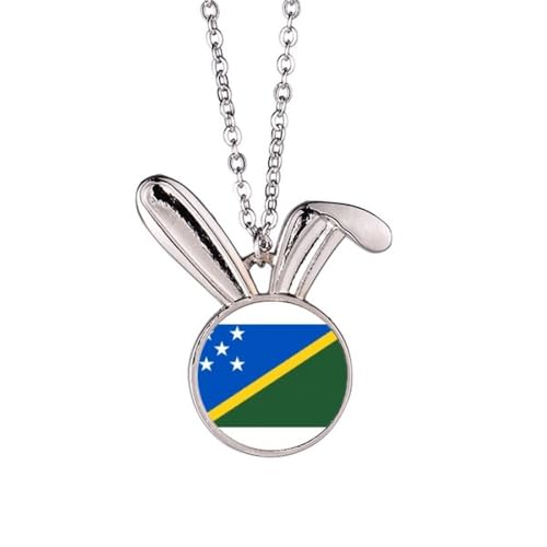 Collier drapeau Océanie avec pendentif lapin mignon en alliage durable