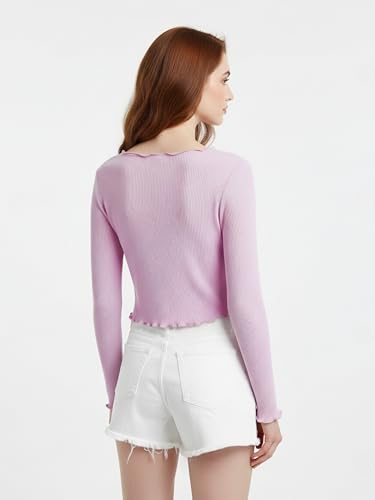 Image of GLOWSTITCH Women's Cropped Tie-Front Shrug Cardigan | Soft Ribbed Knit Long Sleeve V-Neck Top | Stylish Summer Cardigan, Casual Beach & Vacation Wear | Shrug for Woman