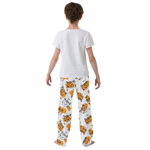 Prince Tiger Boys Long Pants Soft Trousers Elastic Waist Kids Lounge Bottoms with Pockets S-XL3