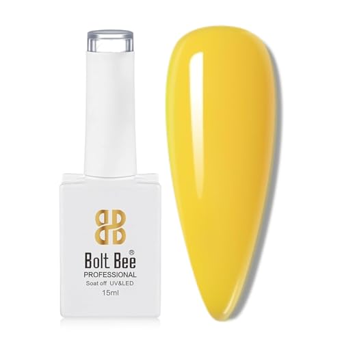 Image of Bolt Bee Yellow Color Gel Nail Polish Soak Off UV Gel DIY at Home Manicure Salon Nail Art (37, 15ml)