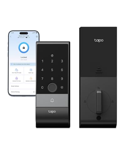 Tapo Smart Door Lock Wi-Fi Deadbolt Palm & Fingerprint Recognition Keyless Entry in-App Monitoring with Scheduled Access 1-Year Rechargeable Battery Auto-Lock IP65 Fits Standard Doors DL130