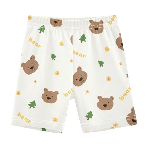 Cute Little Cartoon Bears Girls Shorts Elastic Waist Sports Shorts Girls Leggings Pants for 4-10 Years
