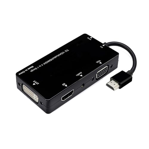 Lodoot Adaptador multipuerto HDMI compatible con VGA Sound 4 en 1 convertidor de video 1080P para pantalla sincronizada