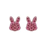 LUXENTER Pendientes de Plata De Ley 925 con Circonita Rosa acabados en Rodio. Color Rosa. Pendientes Pequeños. Joyas para Mujer -Modelo Rasim