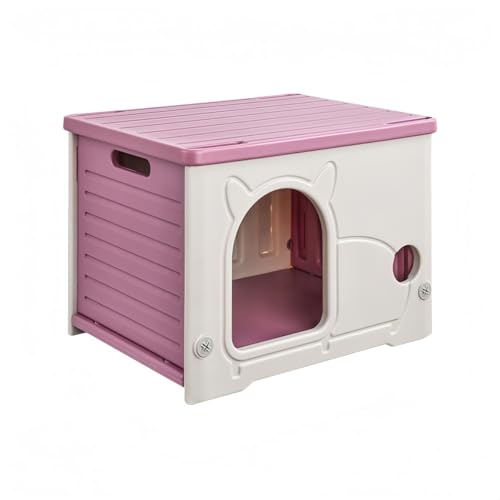 【みずほのひかり】猫ハウス(キャットハウス・ペットハウス) 小型犬用兼用 プラスチック製 猫小屋 屋外・室内両用 野良猫ハウスにも適し オールシーズン対応(防寒・雨よけ) 毛布付き 通気性良好 組み立て簡単・洗える グリーン(おしゃれデザイン) ペット用品