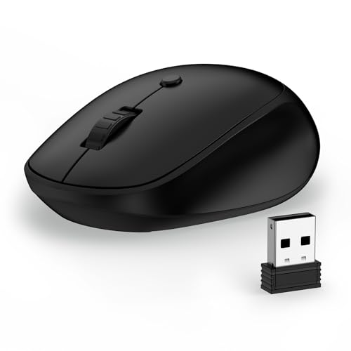 CIQILY Wireless Mouse,2.4G Quiet Computer Mouse with USB Receiver, 4