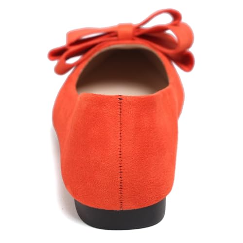 Image of WENJIAZHIZHI Square Toe Bow Ballet Slip-On | Classic Suede Finish,Chic Bow Detail,Effortless Everyday Style,Wedding Party Office,Plus Size Available