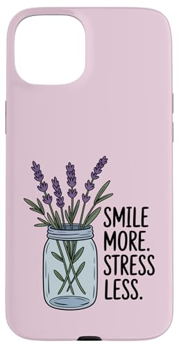 Smile More Stress Less �|�W�e�B�u�Ȉ��p �X�}�z�P�[�X iPhone 15 Plus �p