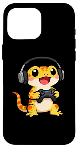 Leopard gecko Playing Video Game Reptiles Video Gamers �X�}�z�P�[�X iPhone 16 Pro Max �p