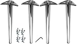 Merriway BH02109 Lot de 4 Pieds de Table en Acier très résistant, Chrome, 870-900 mm x 60 mm
