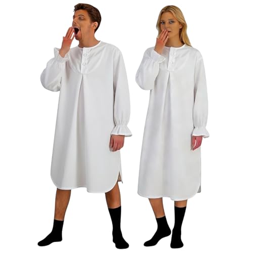 Costume de somnambule 2026 - Costume de carnaval - Pour homme et femme - Chemise de nuit blanche - Unisexe - Pour le carnaval et le carnaval - Élégante...