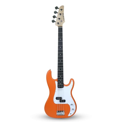 Image of Kadence PBHO Tennessee 46.5 inch Electric Bass Guitar (P-Style) | Solid Poplar Wood Body, Maple Neck | Split-Coil Pickup | Fixed Bridge | Gig Bag + Cable | Matte Orange