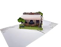 3D Pop-Up Grußkarte Café-Szene, Handgefertigte Popup Karte mit Straßencafé-Motiv, Vintage Design, Geburtstagskarte, Geschenkgutschein & Einladung zum Kaffee, Kaffeeklatsch