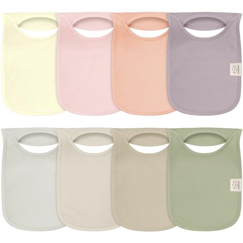 Image of 8-Pack Baby Bibs for Boys, Girls - Pullover Bibs for Drooling Teething Baby Girl & Boy Toddler, Newborn, Soft & Absorbent, Cute Colors, Large Torso Coverage Keep Infant Clean & Dry (Embrace)