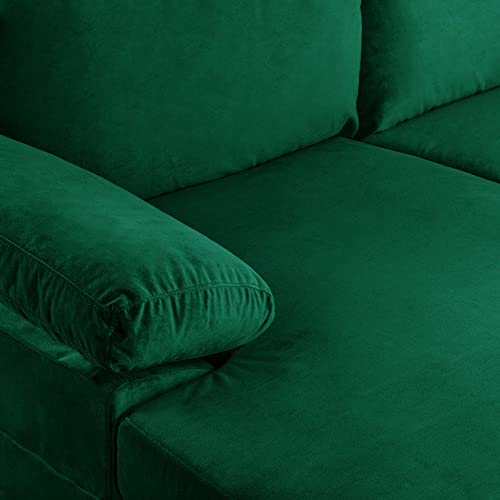 Casa Andrea Milano Modern Large Velvet Fabric U-Shape Sectional Sofa, Double Extra Wide Chaise Lounge Couch, Green #TOP5