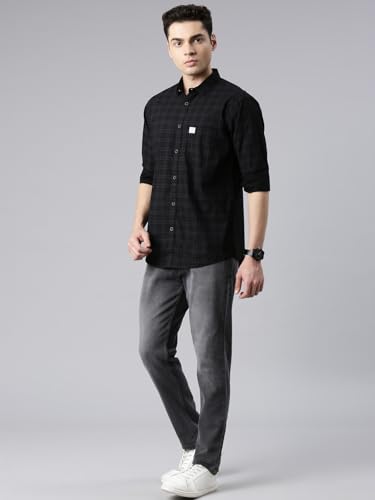 Image of Majestic Man Men's Comfort Slim Fit Pure Cotton Opaque Checked Casual Shirt