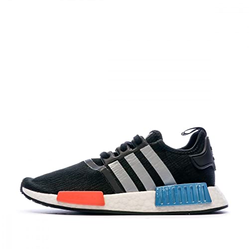 adidas NMD_r1 Baskets Homme, Core Black Silver Met Solar Red, 44 EU