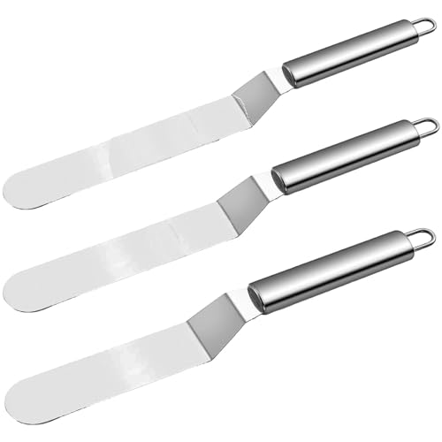 Angled Palette for Cakes and Cakes Made of Stainless Steel Pastry Palette Bakers Three Sizes (Set of 3)