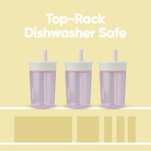 Image of Owala Kids Insulation BPA-Free Plastic Tumbler with Spill Resistant Flexible Straw, Easy to Clean, Kids Water Bottle, Great for Travel, Dishwasher Safe, 15 Oz, Mint and Pink, (Unicorn)