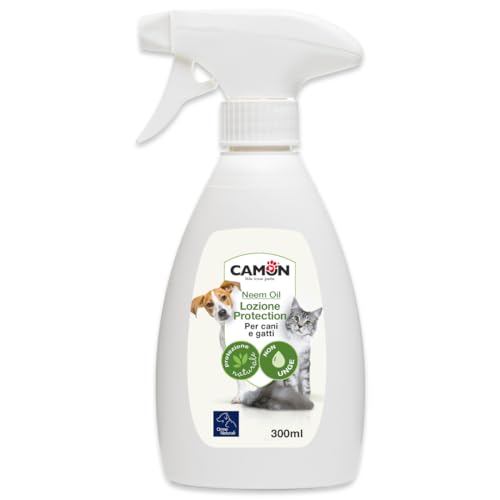 CAMON | Lozione Protettiva Olio di Neem per Cani e Gatti, Effetto Barriera, Lenisce e Purifica la Cute Irritata, Non Unge, 300ml