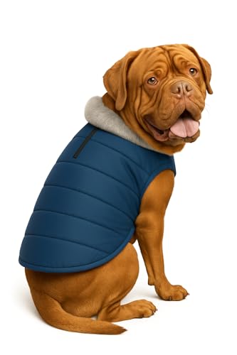 Image of The Pets Company Dog Winter Coat Jacket, Clothes, Windproof, Waterproof, Light Weight, Washable, Ultra Warm Thick Fleece Lined Dog Vest for Cold Weather Protection, (Navy, XX-Large - 30 Inch)