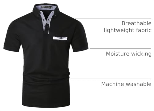 Image of GHYUGR Men's Polo Shirts Short Sleeve Slim Fit Polo Casual Plaid Splice T-Shirts