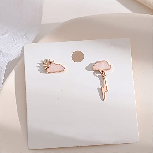 Diyanmmy Temperament Simple Rose Gold Lightning Dark Clouds Asymmetrical Sweet Stud Earrings Elegant Charm Personalized Hypoallergenic Stud Earrings For Women Girls (Gold Lightning Dark Earrings) #TOP6