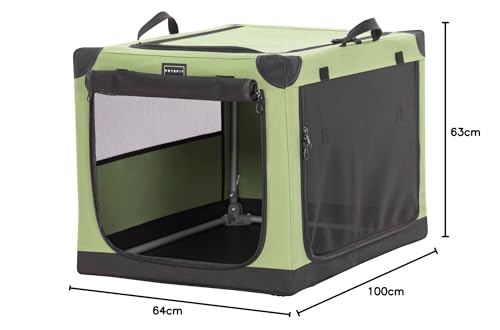 Petsfit Hundebox faltbar, Hundebox für zuhause Verstellbarer Stoffbezug mit Spiraleisenrohr, Hundetransportbox Auto Stoff für große mittlere kleine Hunde,Leicht zu Verstauen
