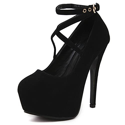Shinelly Women Criss Cross High Heel Stiletto Platform Pumps2