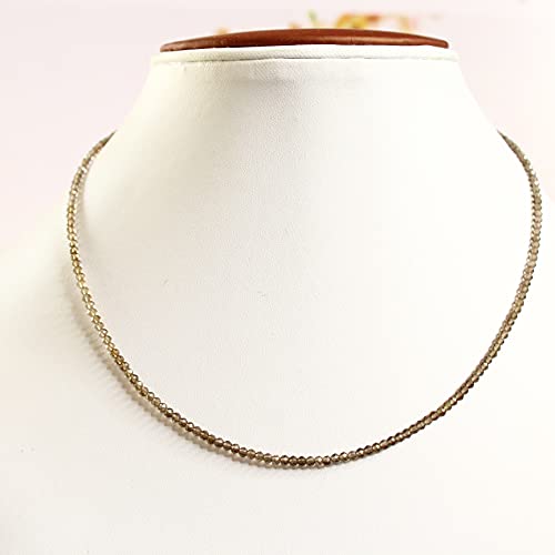 Gempires Natural Smoky Quartz Beads Necklace, Energy Healing Crystals, Silver Plated Chain, Birthday, Gift For Her, Gemstone Jewelry 18 Inch Aa+ Quality (Smoky Quartz) #TOP1