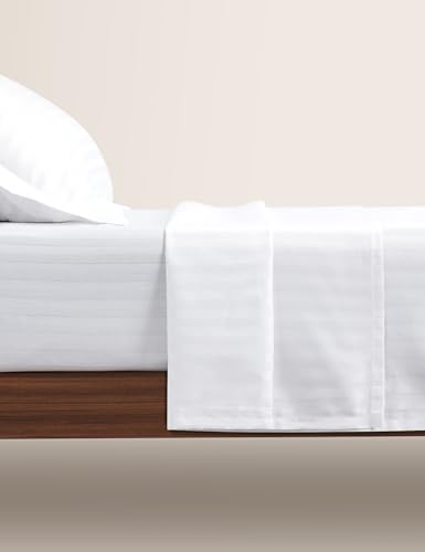 Image of Symbol Premium 100% Pure Cotton Soft Bedsheet for Double Bed - King Size (108x108 inches) with 2 Pillow Covers (27x17 inches) | 300 Threadcount