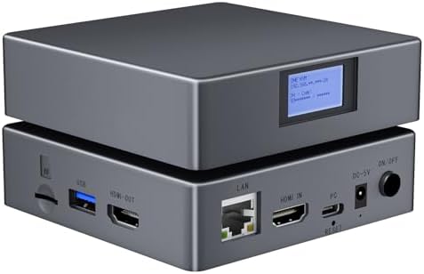 IP KVM Remote Control Over Internet, Remote KVM Over IP, 4K@60Hz,Simulate Keyboard Mouse Touch Screen Remote Operation PC,Servers, Install OS Via BIOS, Audio,Mini Screen, for Windows, Mac and Android