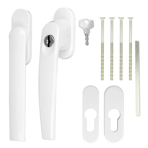 Alu Terrassentürgriff Paar mit Flachgriff für Rollladen - Weiss RAL9016 -...